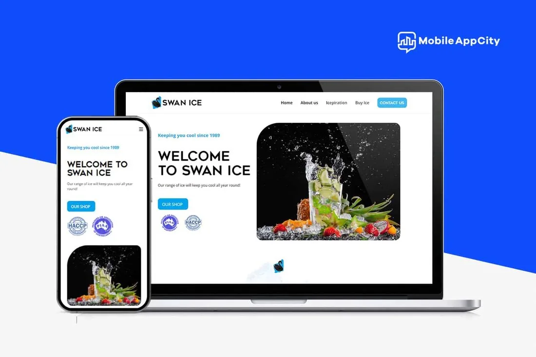 Swan Ice website on laptop and phone